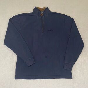 Woolrich Vintage Mens Medium Navy 1/4 Zip Pullover Sweater